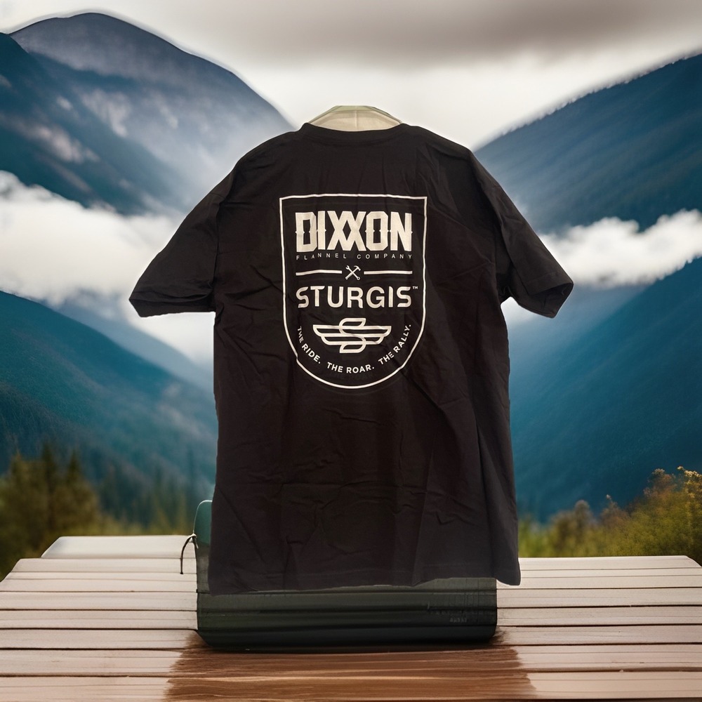 New Dixxon Men's 2X‎ Black Tee Sturgis Motorcycle Ride Roar Rally Badge USA Bike